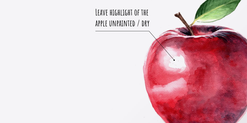 Leave highlight of the apple unpainted and dry