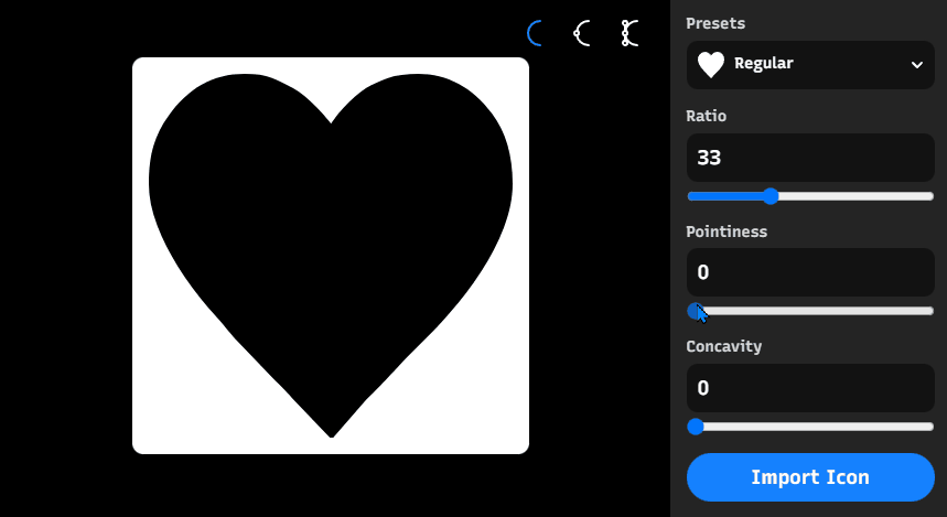 editable icon, heart