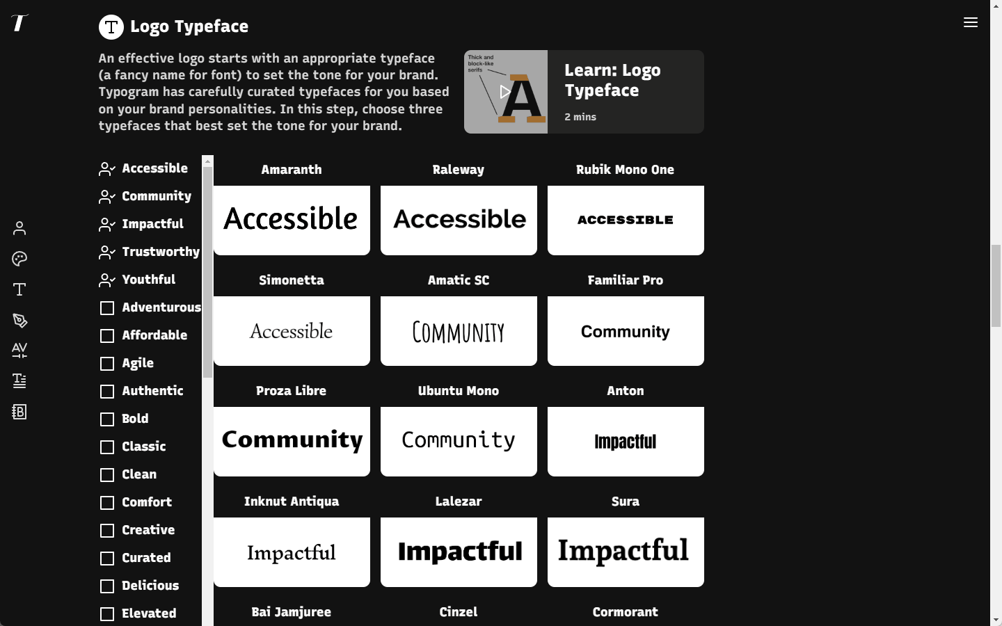 Select logo typefaces