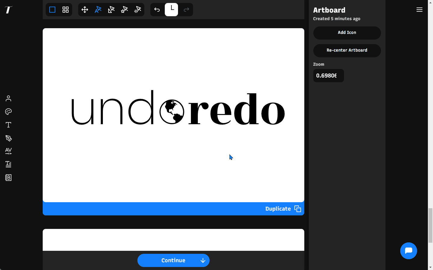 Undo/Redo in action inside the logo editor