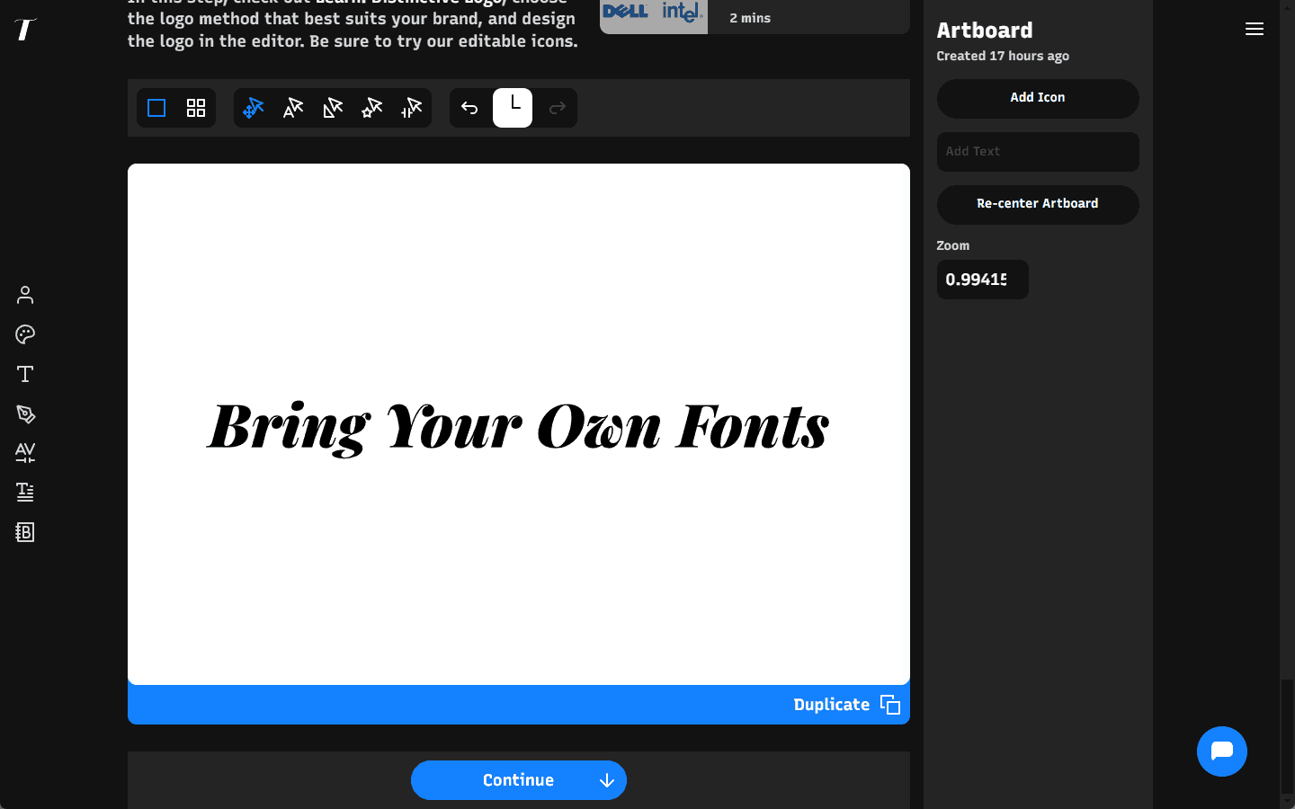 image: Drag and drop your chosen font file onto any text to apply it instantly on the artboard.