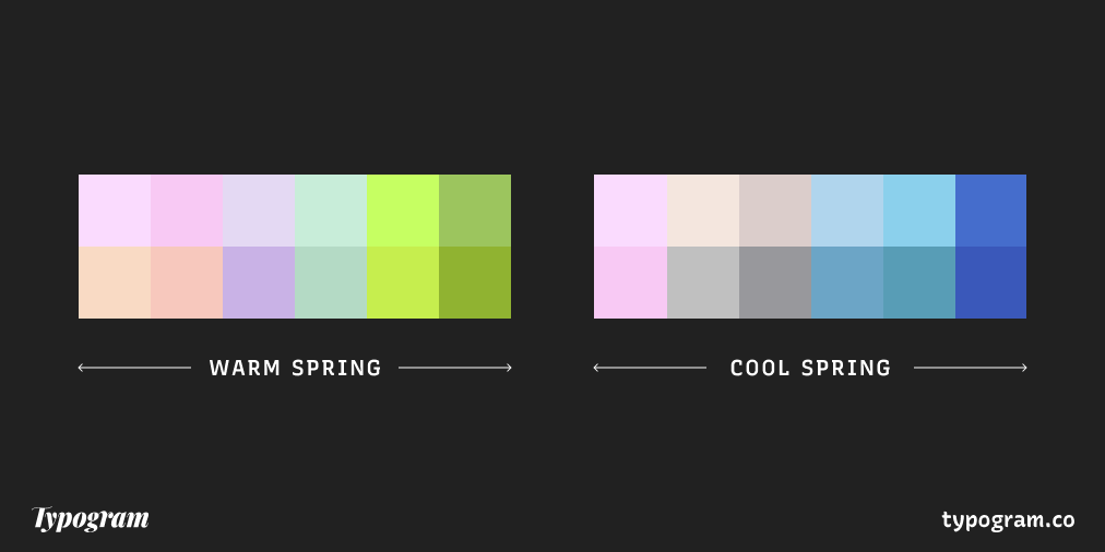 Cool versus Warm Spring Color Palette