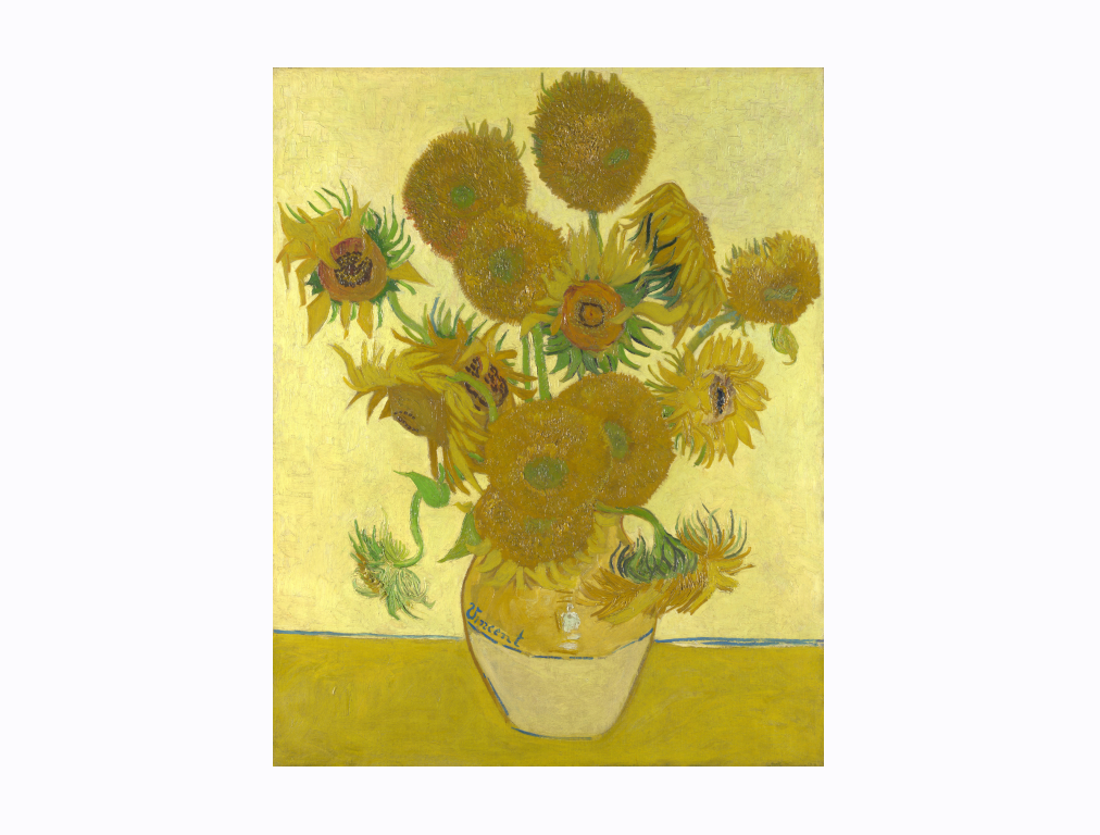 van gogh's sunflower painting uses plenty of warm yellows