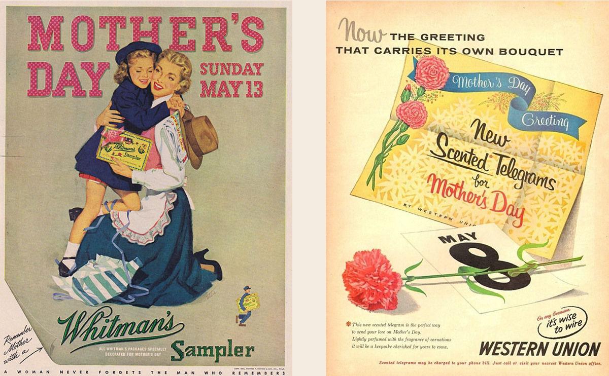 whitmans chocolate and western union vintage ads