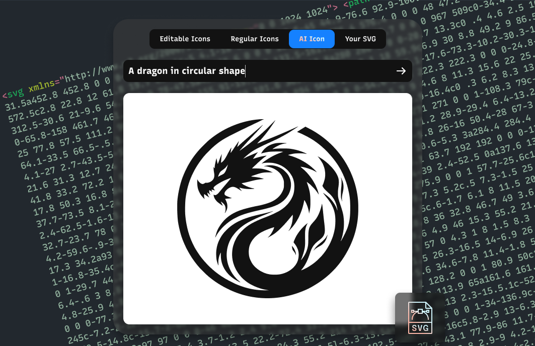 Ai Icon feature inside Typogram Studio