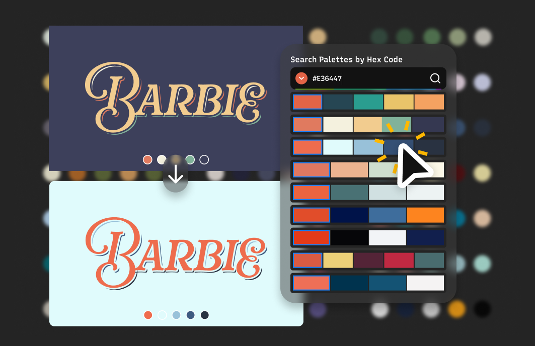 Get color inspirations via Curated Color Palettes and Color Palette Suggestions