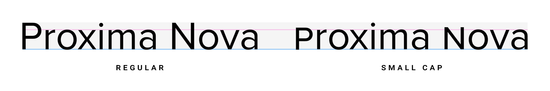 Proxima Nova regular and small caps comparison 