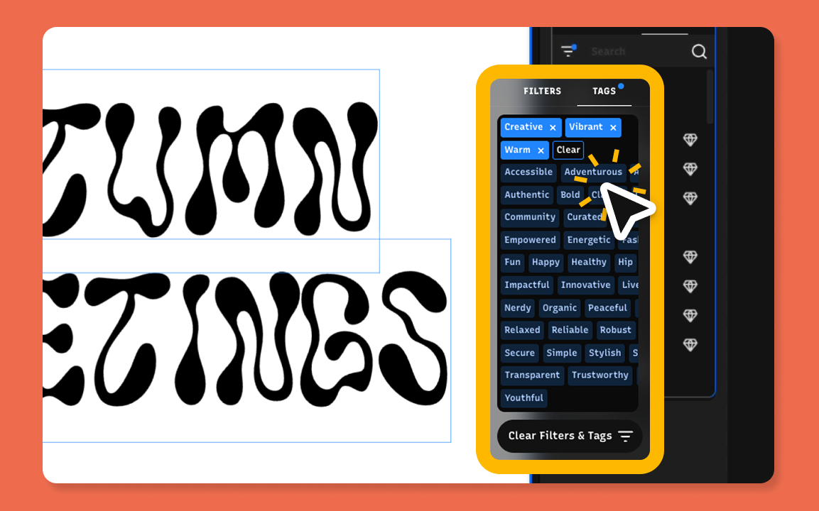 Discovery more fonts by accessing the font tags from the font filters