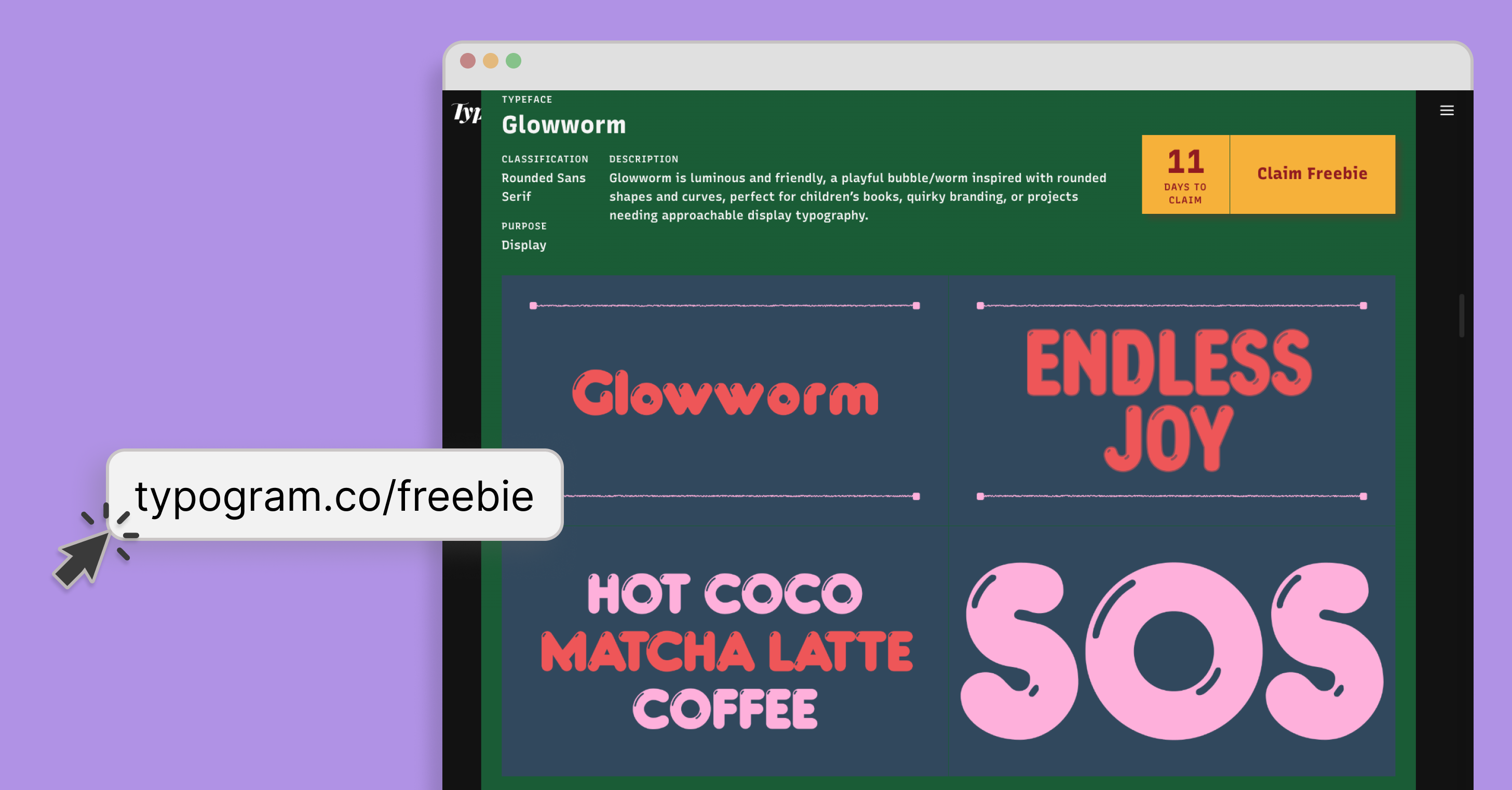 Our new monthly freebie page with curated free fonts