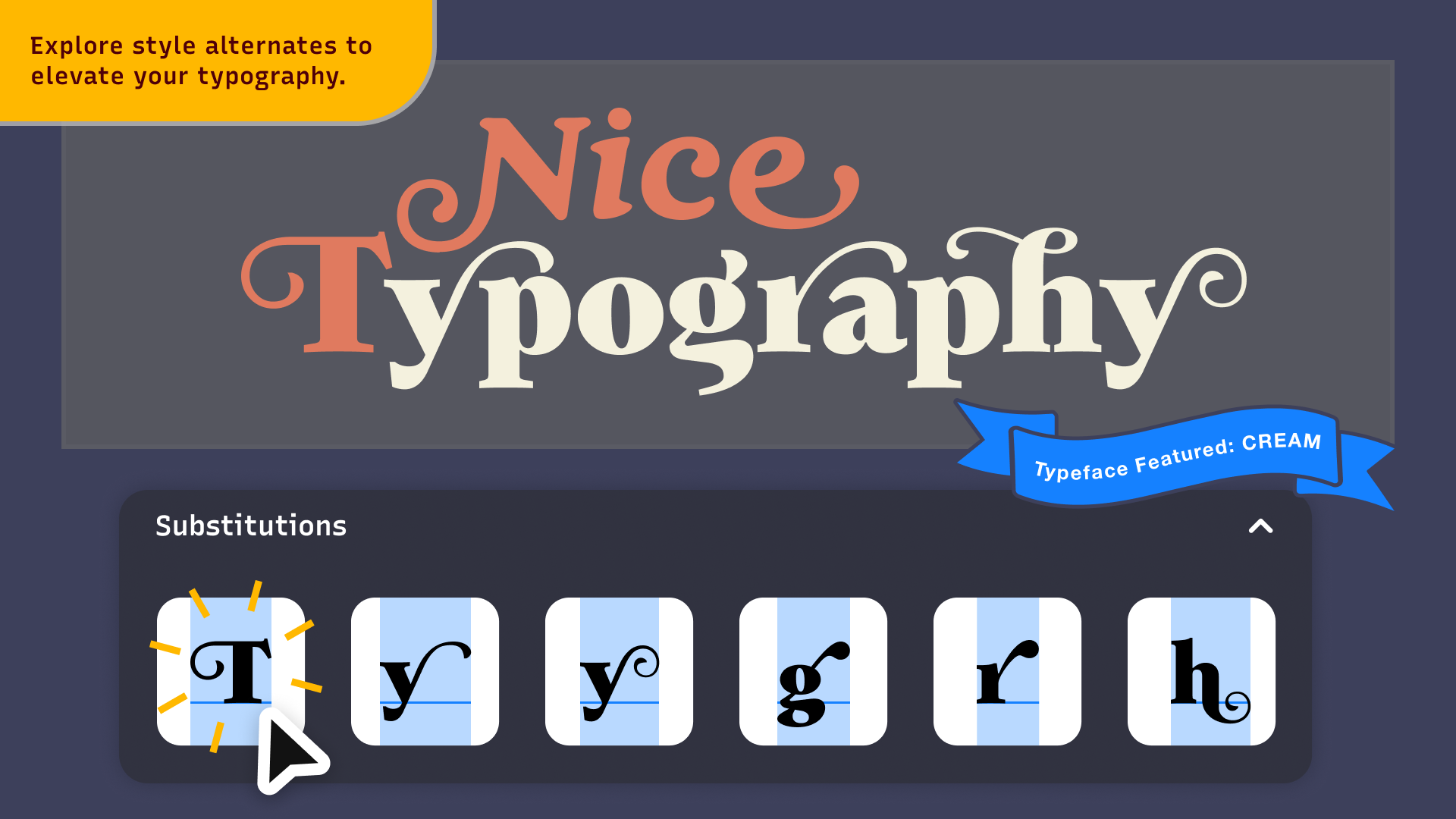 Explore style alternates from countless premium typefaces