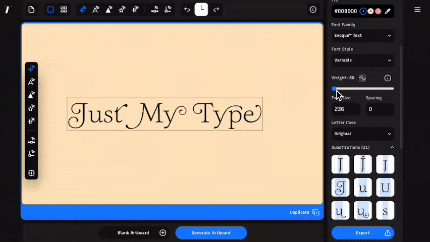 Variable Font Feature inside Typogram