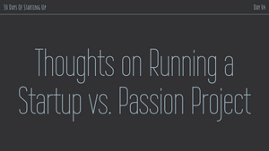 Thoughts on Running a Startup vs. Passion Project