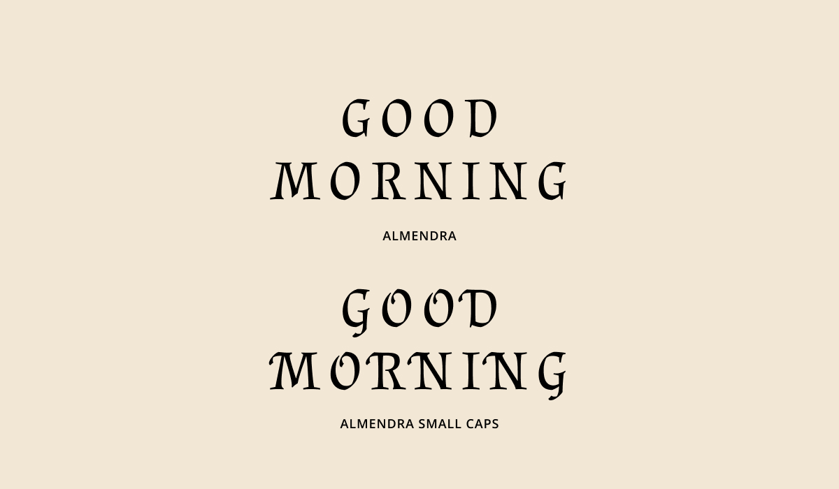 almendra small caps font variations