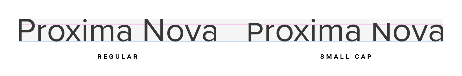 Proxima Nova regular and small caps comparison