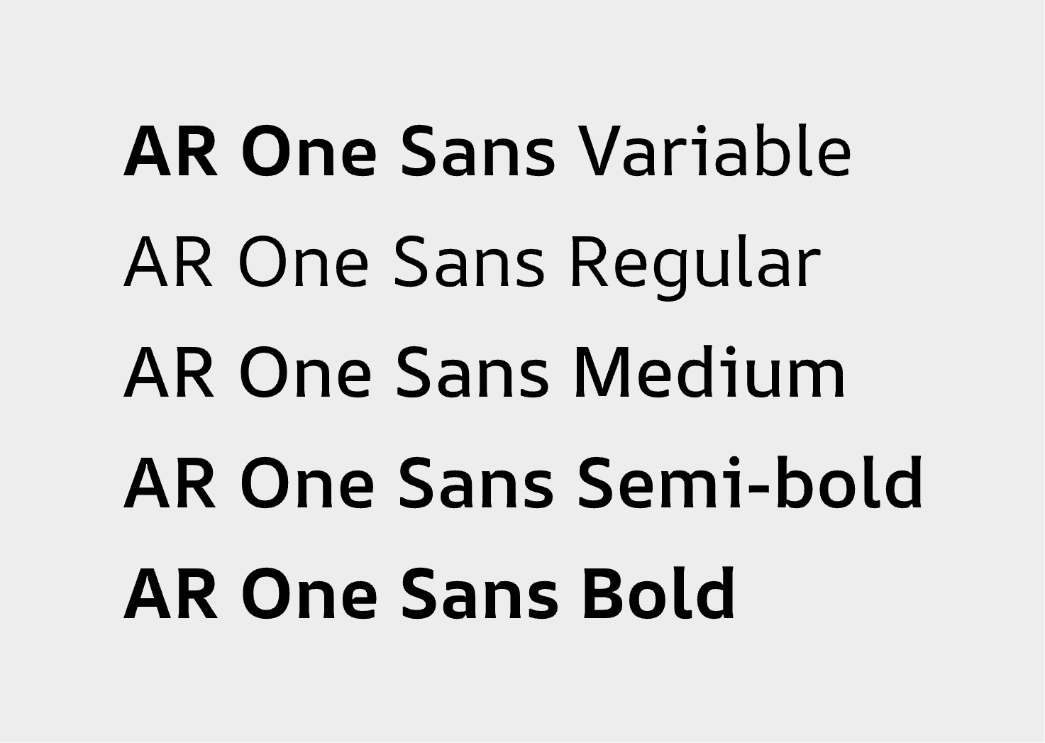 different weights of AR One Sans