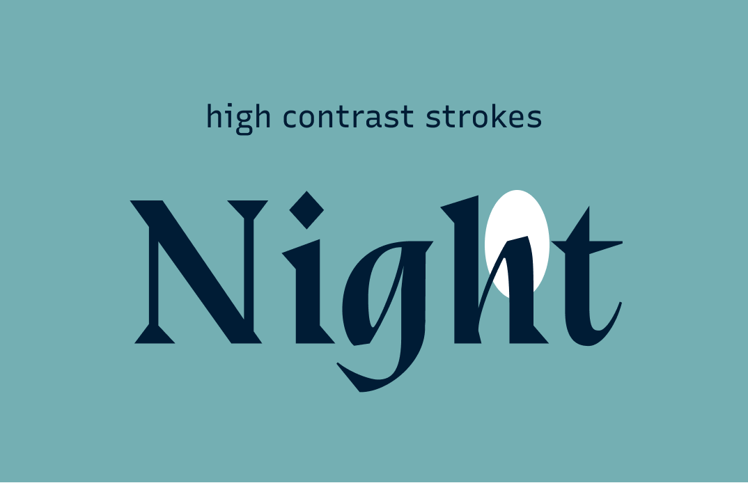 high contrast strokes in the letters